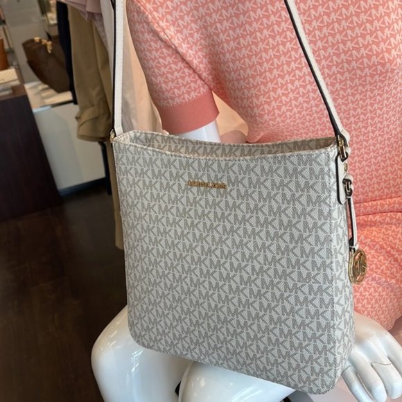 Michael Kors Jet Set Travel Large Messenger Crossbody Bag Light Cream Multi - Picture 15 of 16